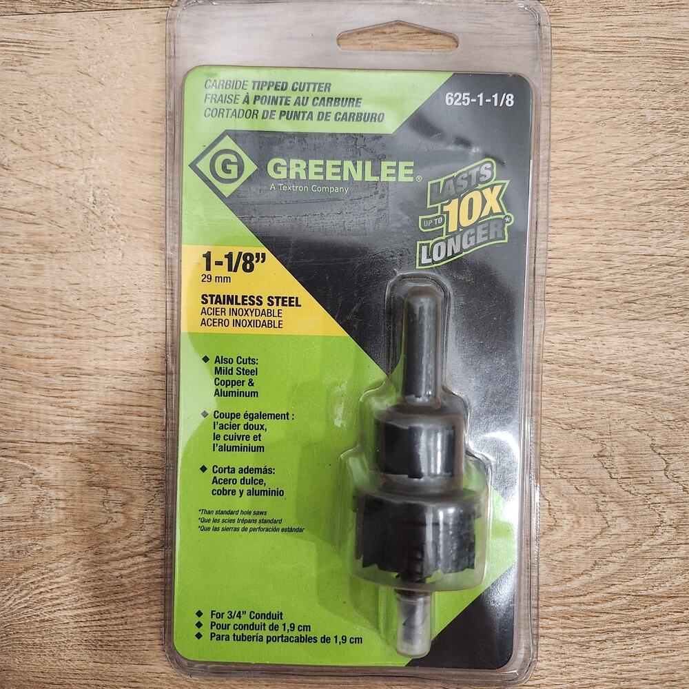 Greenlee Carbide-Tipped Hole Cutter 1-1/8” Hole Size For 3/4” Conduit 625-1-1/8